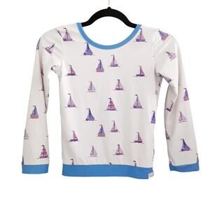 Sweet Honey Sailboat Bow Back Long Sleeve Top Rash Guard Girls 12Y Summer Resort